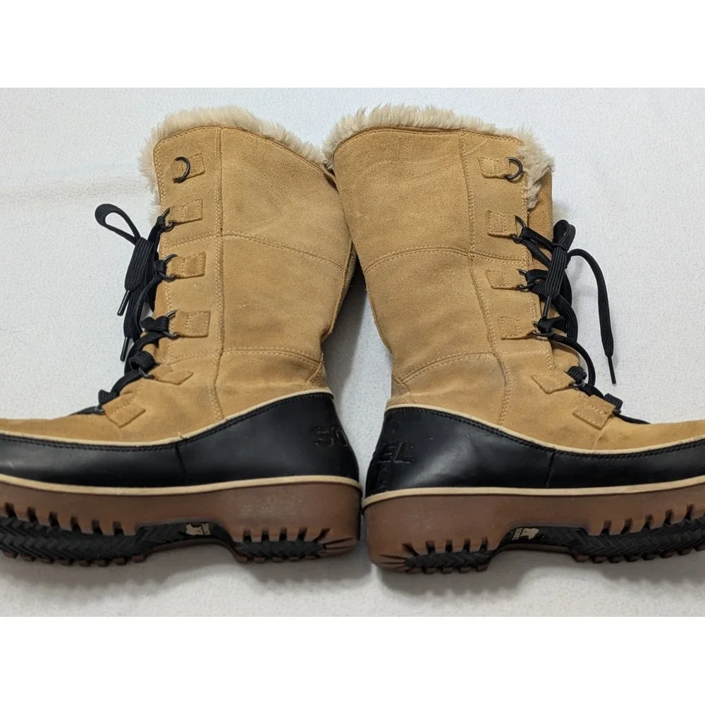 Sorel Tivoli IV Tall Boots Curry Black Brown Winter Snow Women's Size 10